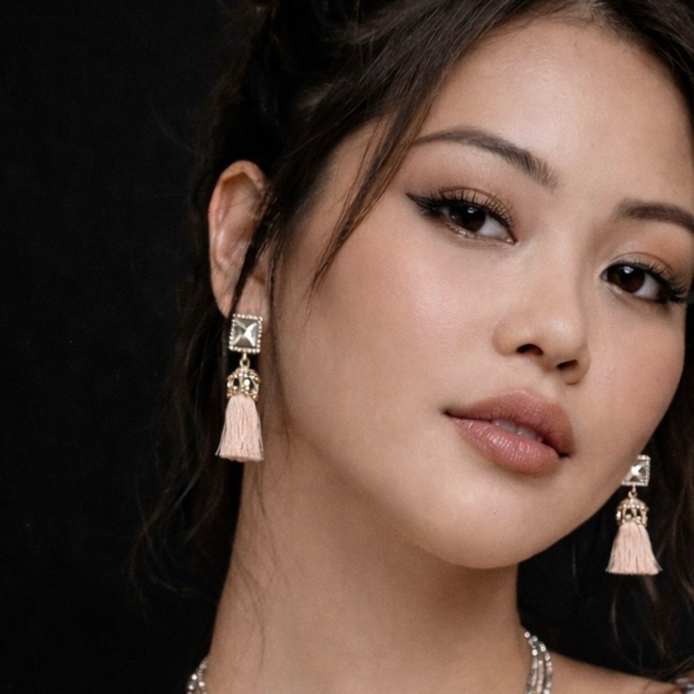 Delicate Cream Tassel Drop Earrings - Women Jewelry